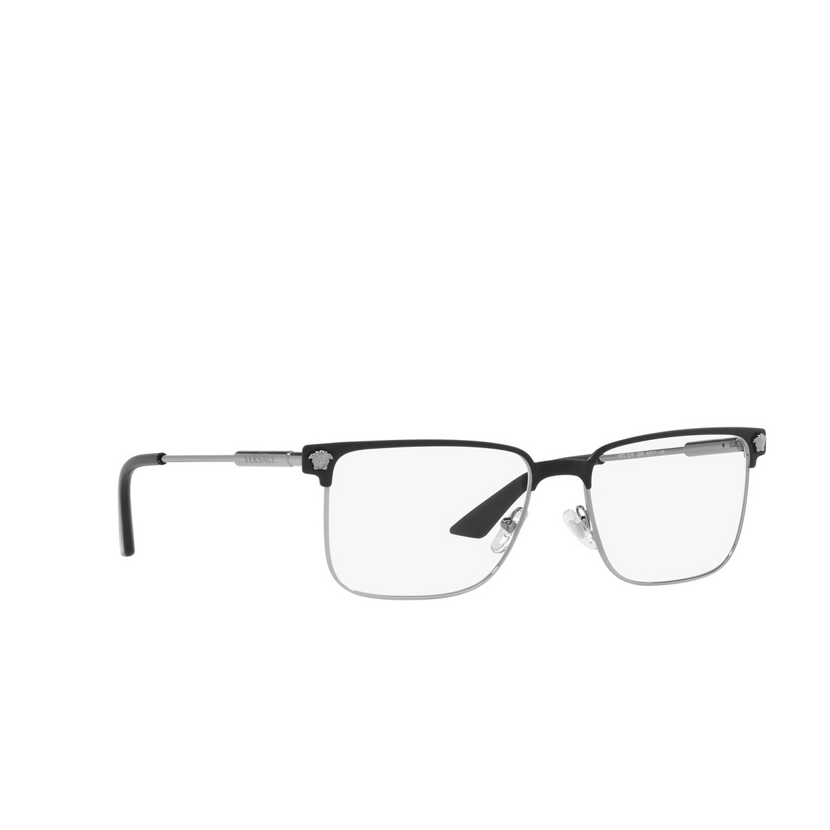 Versace® Rectangle Eyeglasses: VE1276 color Matte Black / Gunmetal 1256 - three-quarters view.