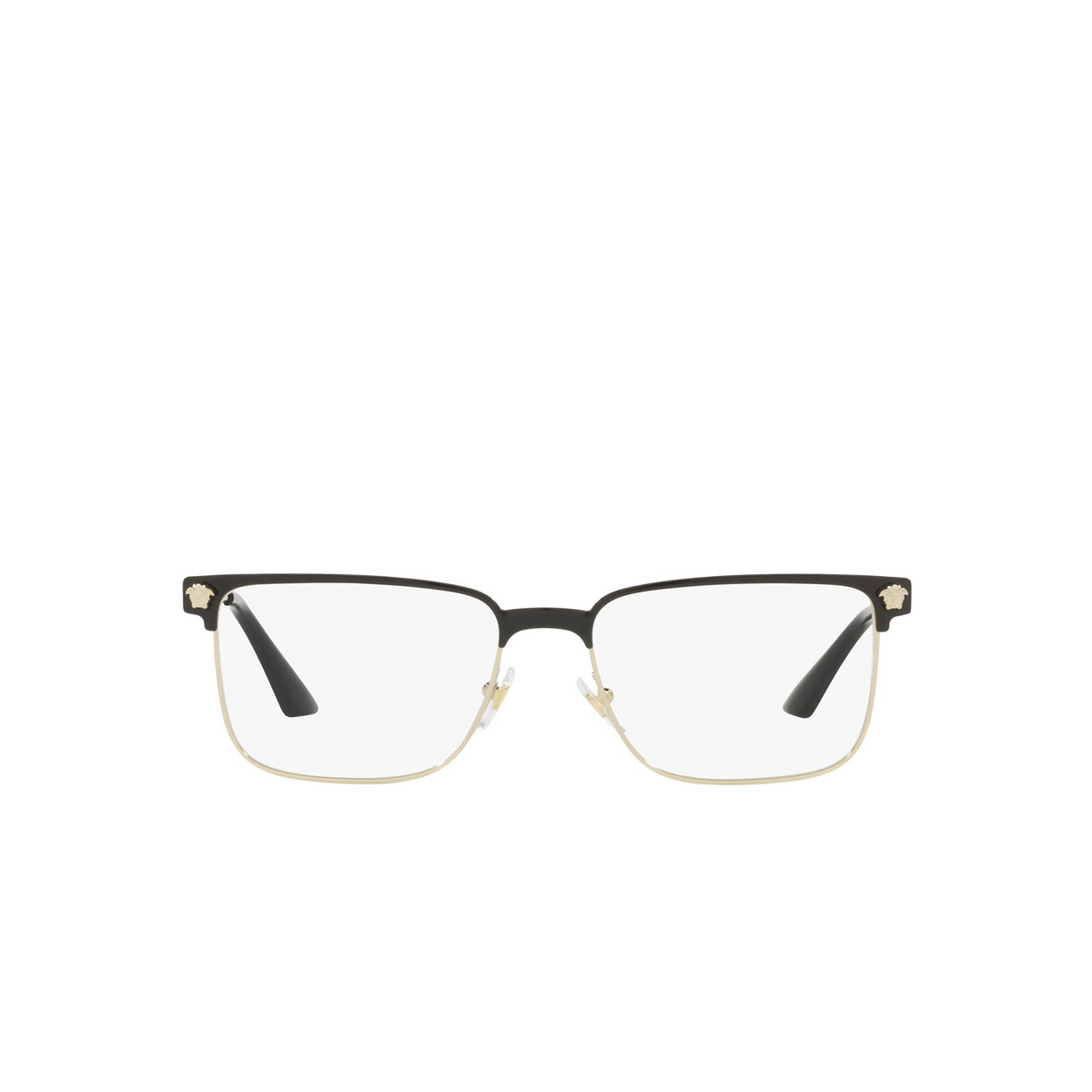 Versace® Rectangle Eyeglasses: VE1276 color Black / Pale Gold 1371 - front view.