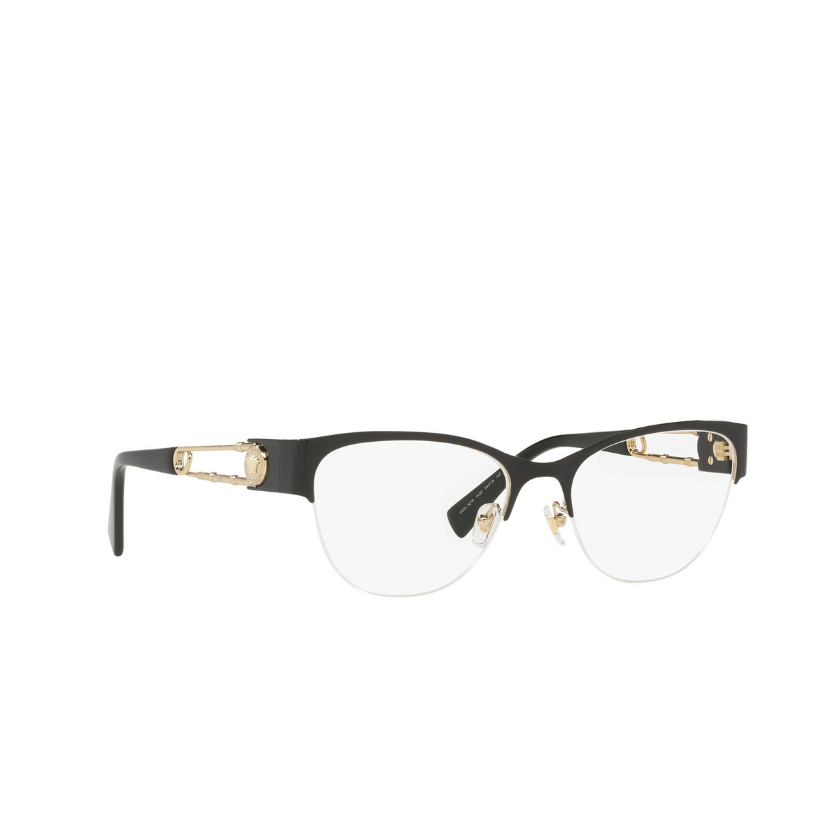Versace® Cat-eye Eyeglasses: VE1278 color Black / Gold 1433 - three-quarters view.