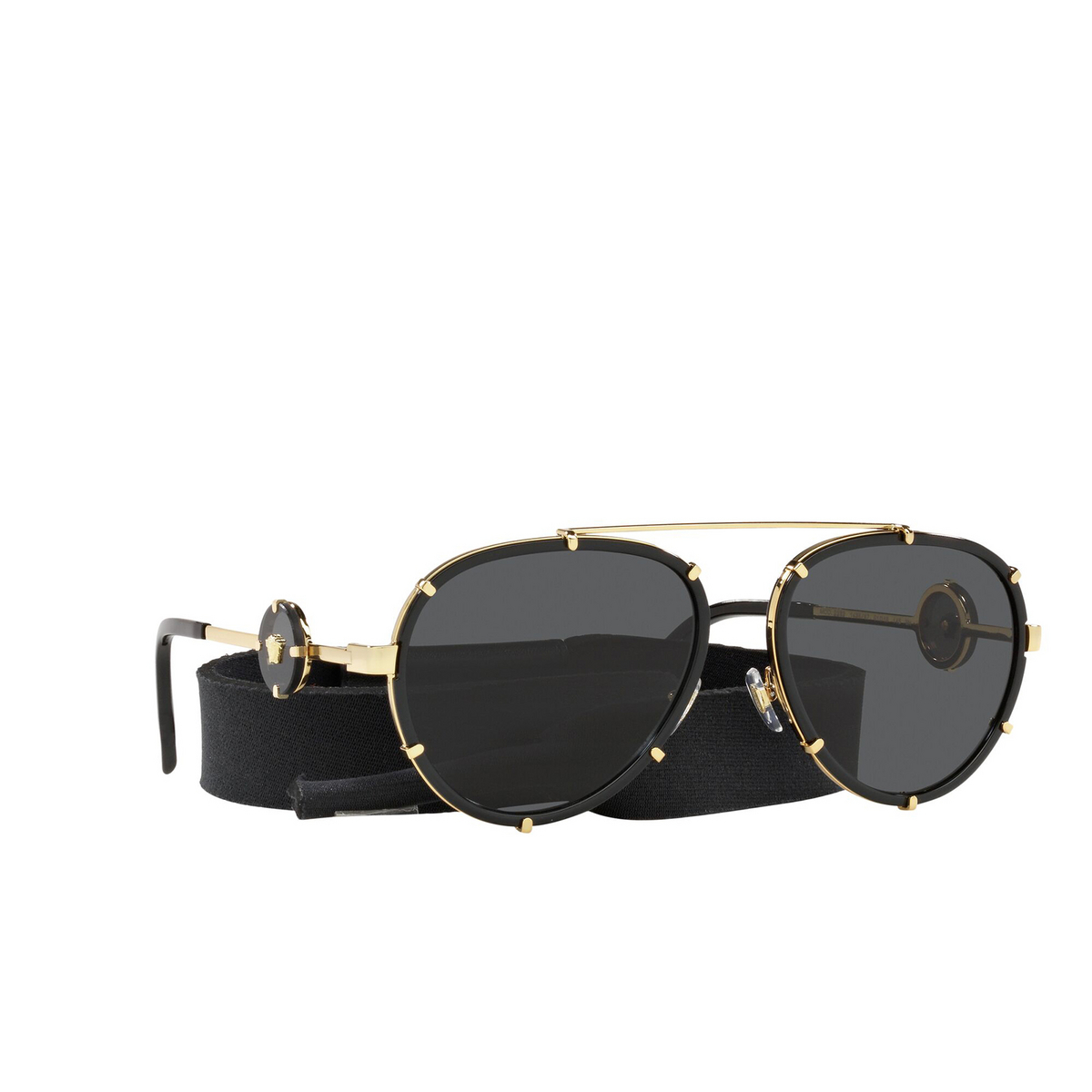 Versace® Aviator Sunglasses: VE2232 color Black 143887 - three-quarters view.