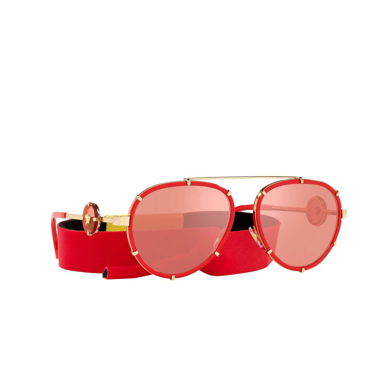 Versace® Aviator Sunglasses: VE2232 color Red 1472C8 - three-quarters view.