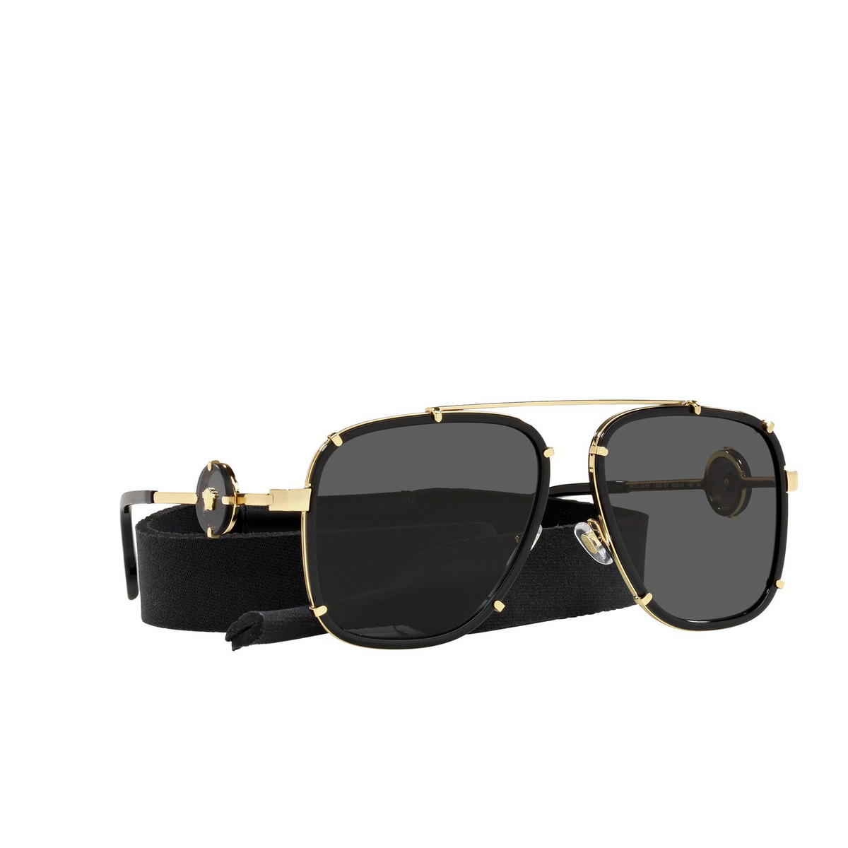 Versace® Square Sunglasses: VE2233 color Black 143887 - three-quarters view.