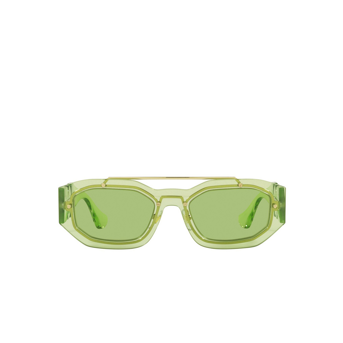 Versace® Irregular Sunglasses: VE2235 color Transparent Light Green 1252/2 - front view.