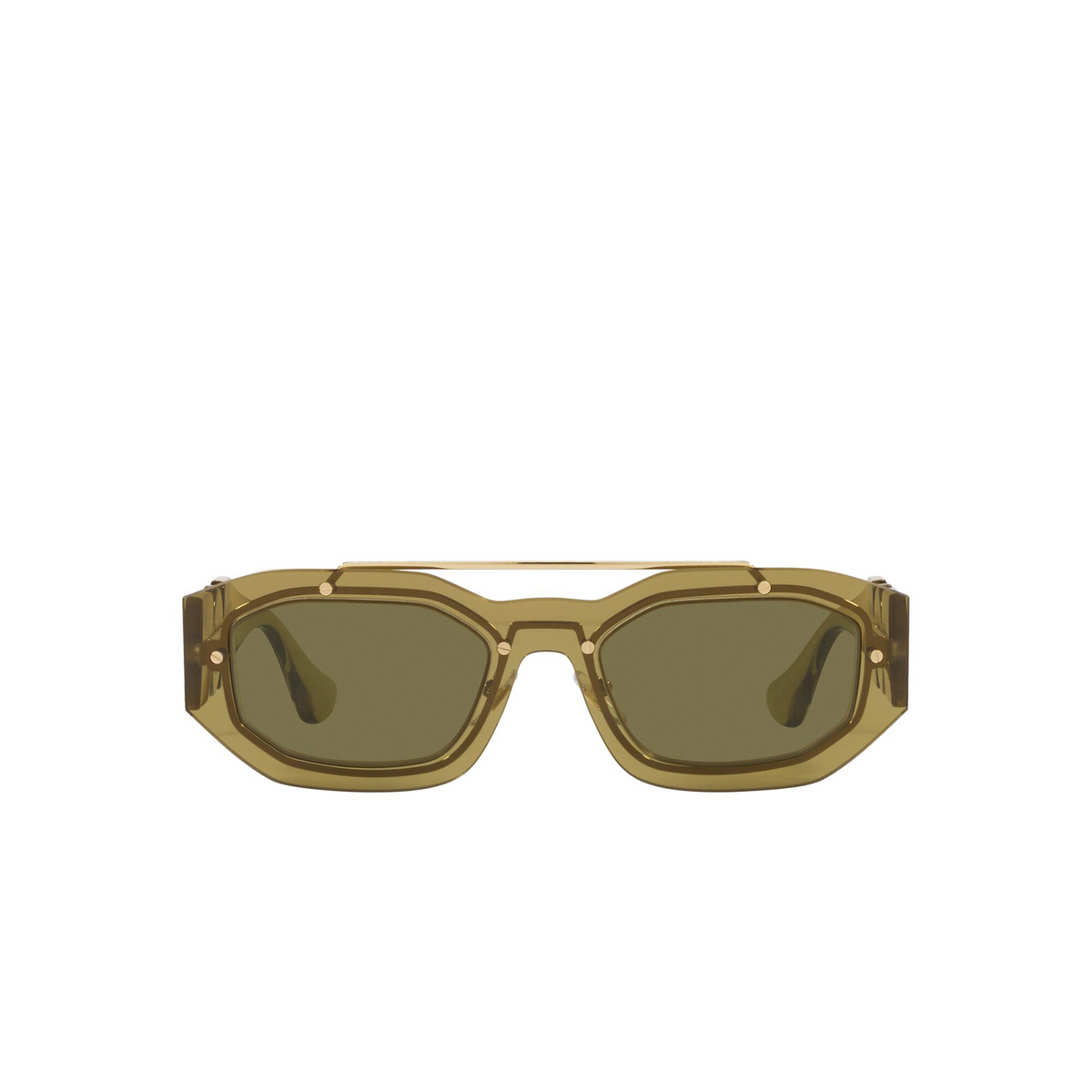 Versace® Irregular Sunglasses: VE2235 color Transparent Green 125271 - front view.