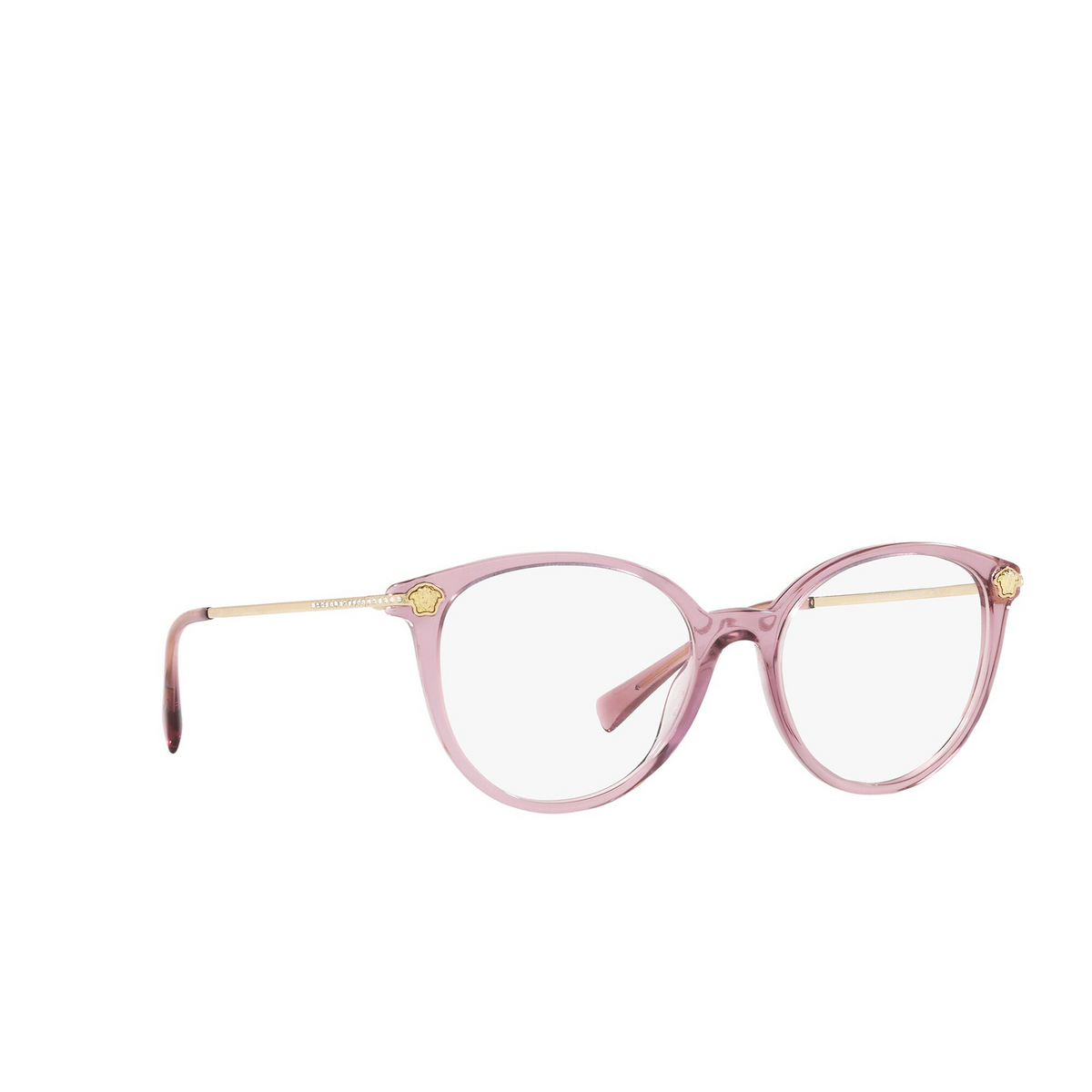Versace® Round Eyeglasses: VE3251B color Transparent Violet 5279 - three-quarters view.