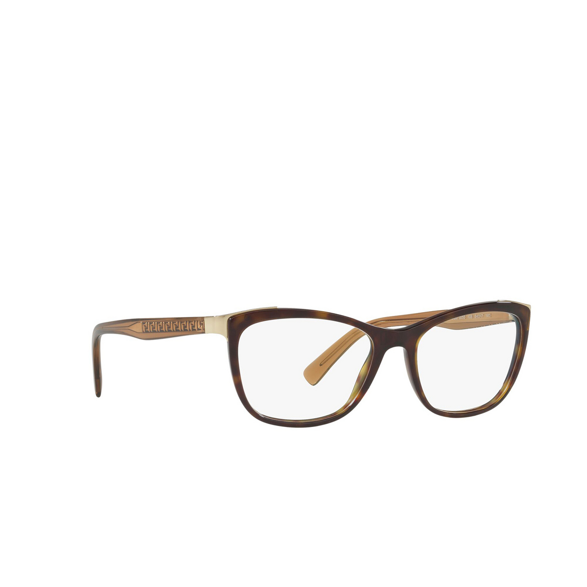 Versace® Cat-eye Eyeglasses: VE3255 color Havana 108 - three-quarters view.
