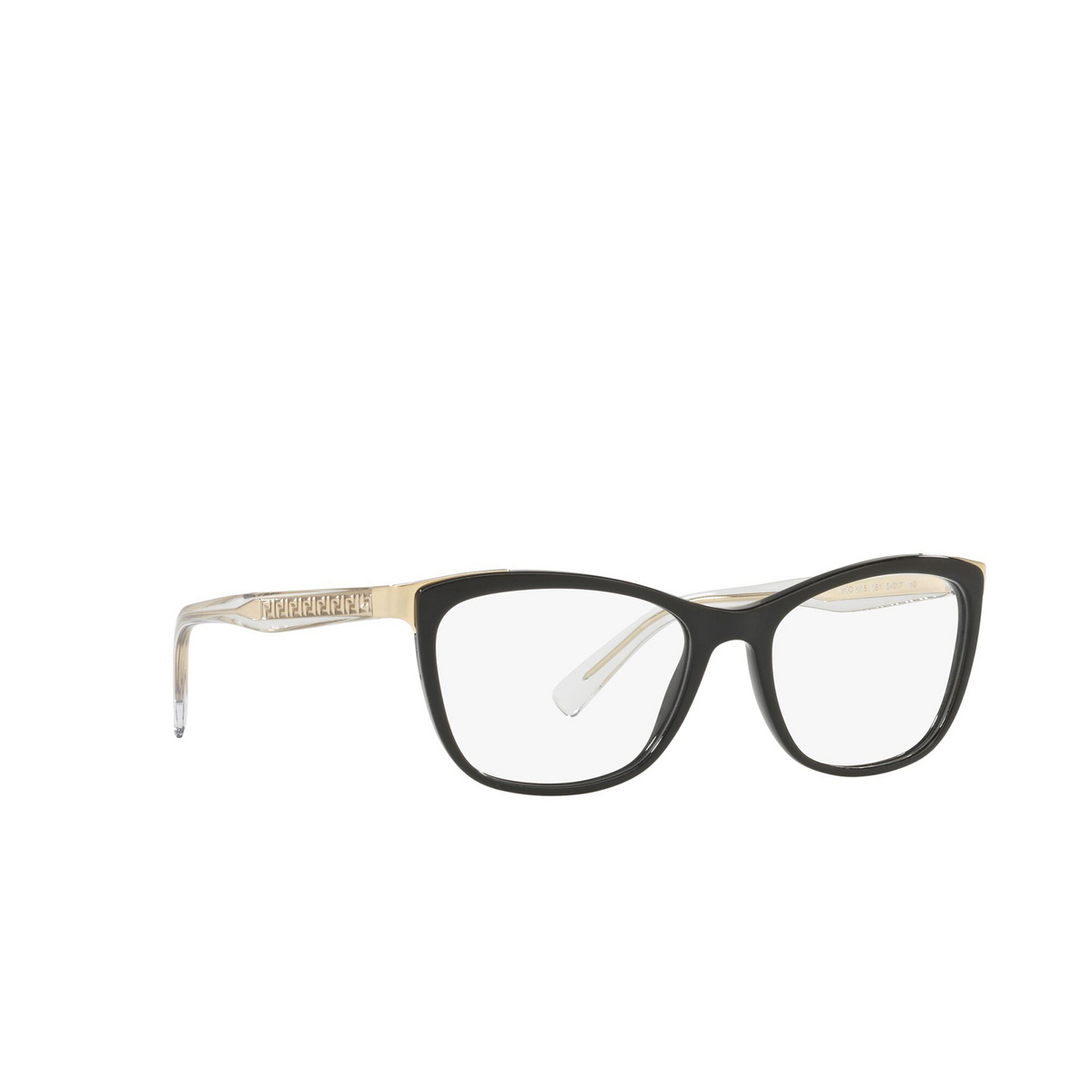 Versace® Cat-eye Eyeglasses: VE3255 color Black GB1 - three-quarters view.