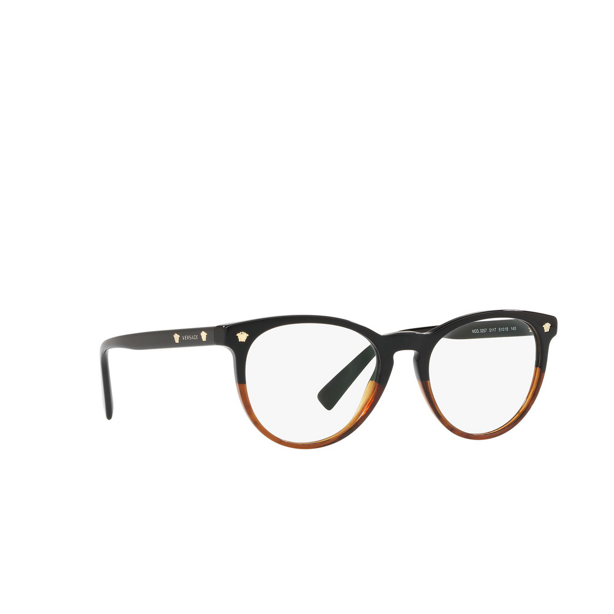 Versace® Round Eyeglasses: VE3257 color Black / Havana 5117 - three-quarters view.