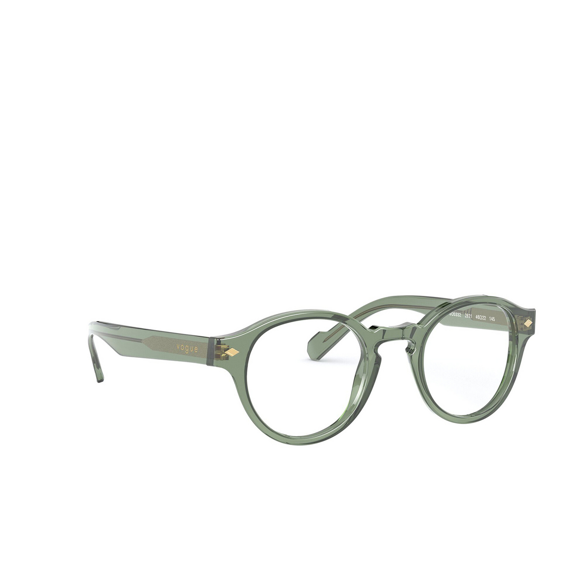 Vogue® Round Eyeglasses: VO5332 color Transparent Green 2821 - three-quarters view.