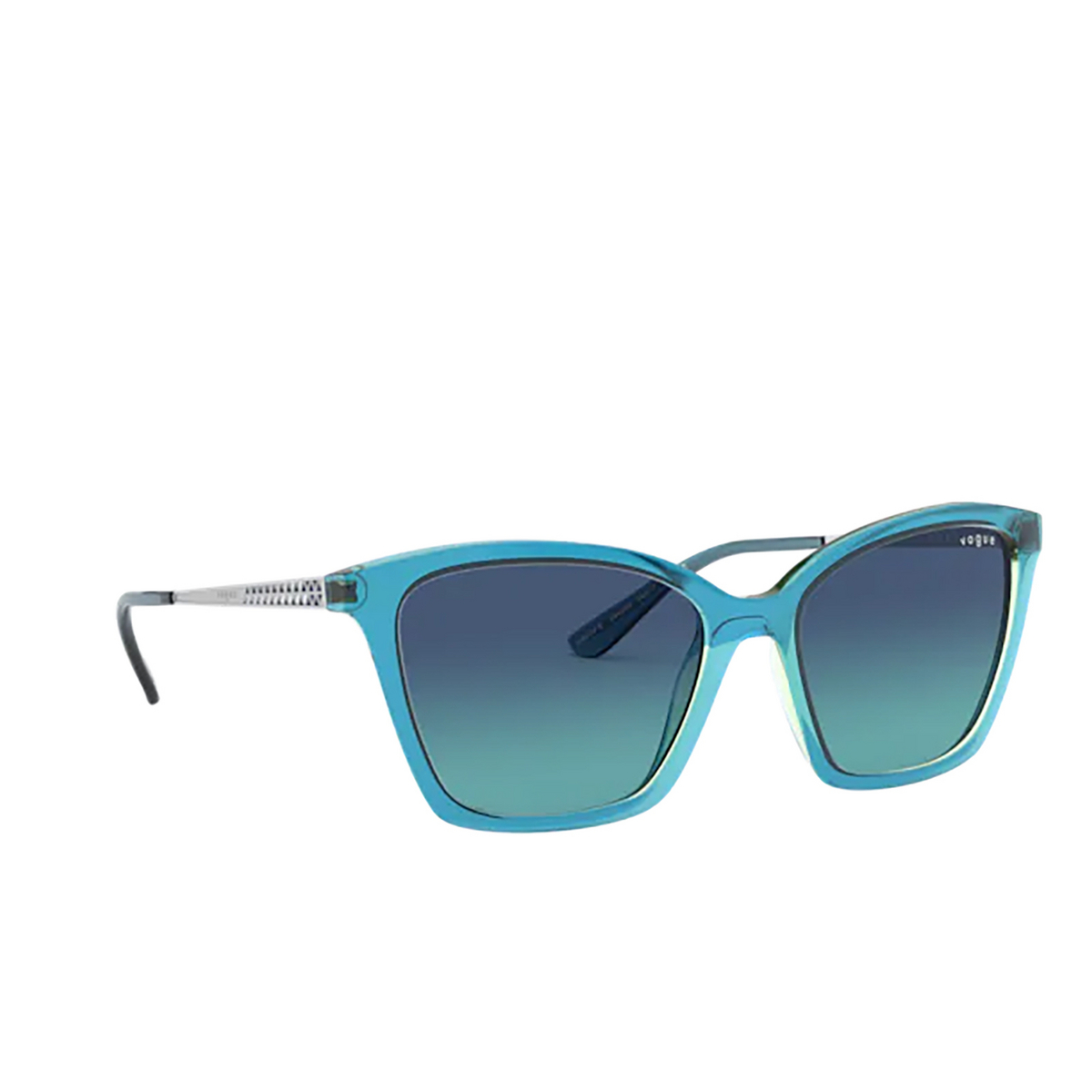 Vogue® Butterfly Sunglasses: VO5333S color Top Blue / Transparent Green 28464S - three-quarters view.