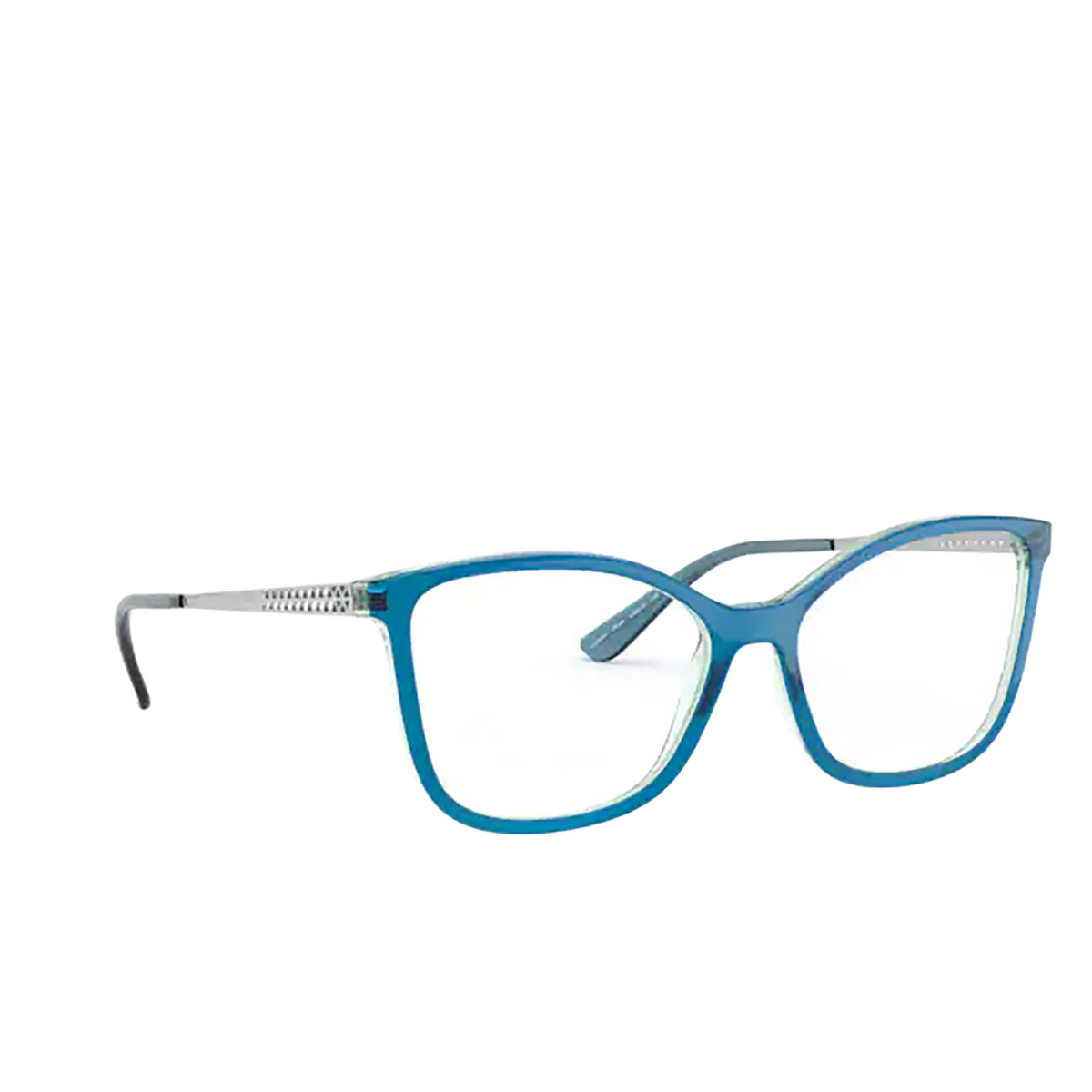 Vogue® Butterfly Eyeglasses: VO5334 color Blue Transparent / Light Blue 2846 - three-quarters view.