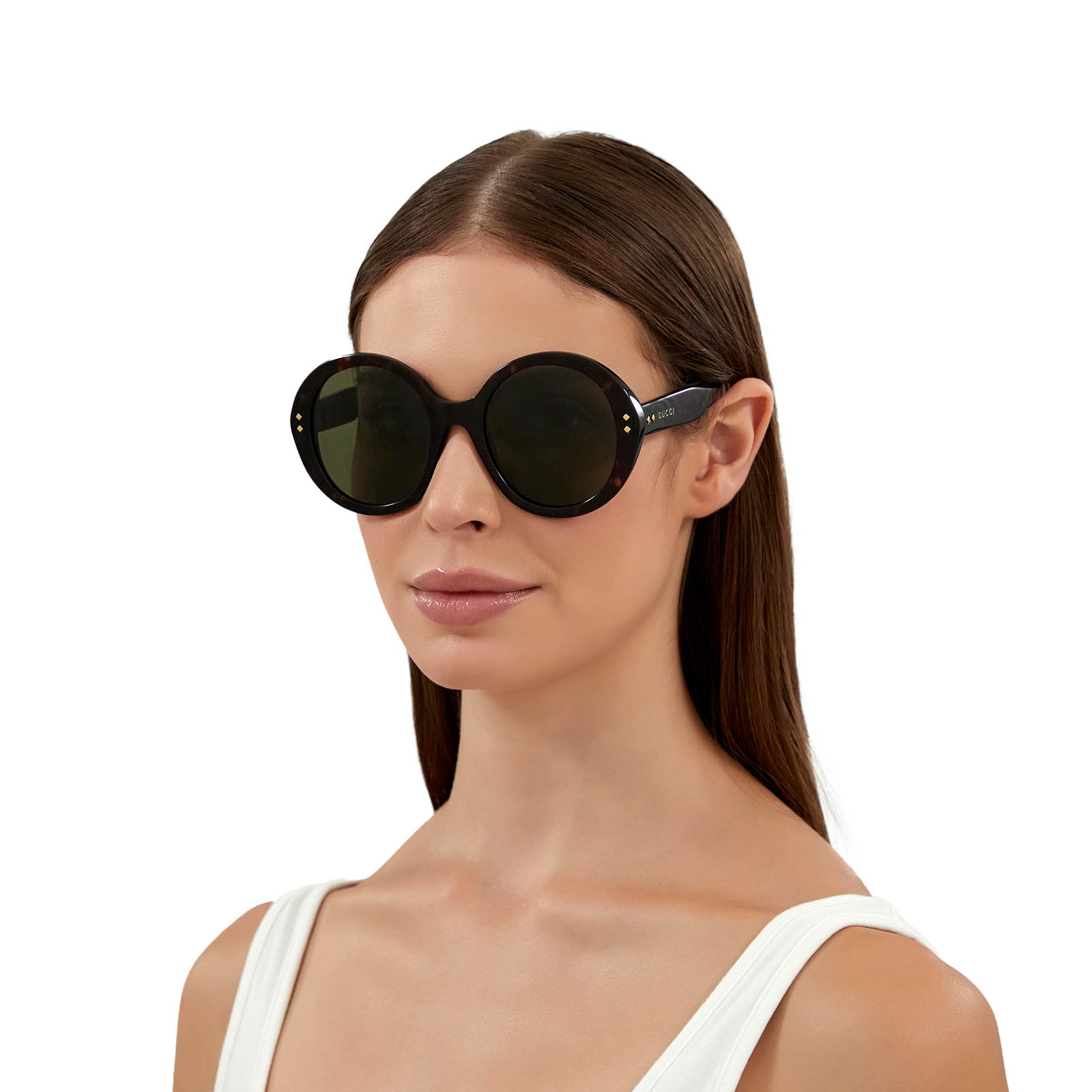 Gucci® Round Sunglasses: GG1081S color Havana 003 - 4/4.