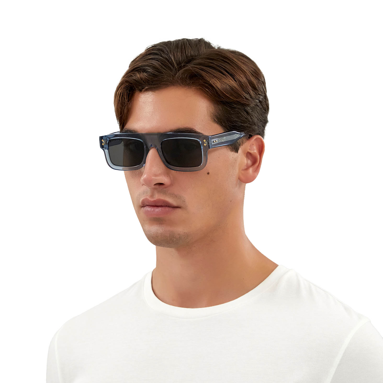 Gucci® Rectangle Sunglasses: GG1085S color Light-blue 004 - 4/4.