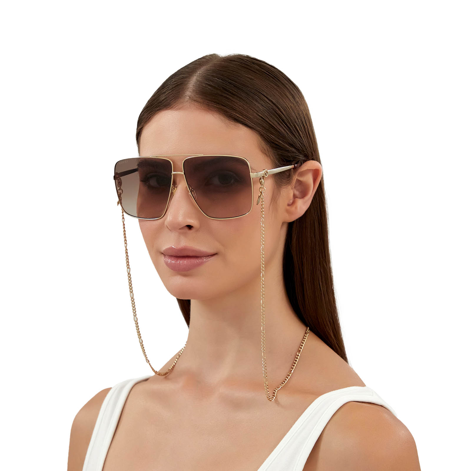 Gucci® Irregular Sunglasses: GG1087S color Gold 002 - product thumbnail 4/4.