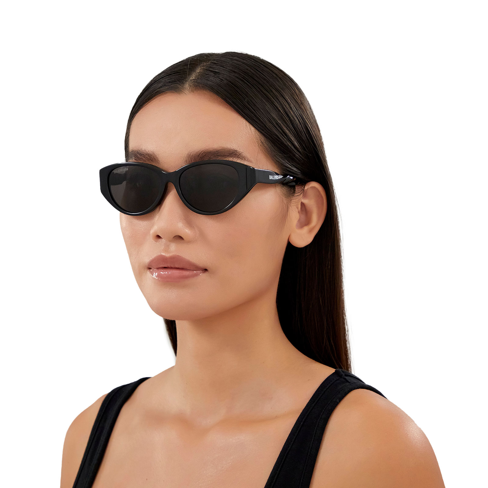 Balenciaga® Oval Sunglasses: BB0209SA color Black 001 - product thumbnail 4/4.