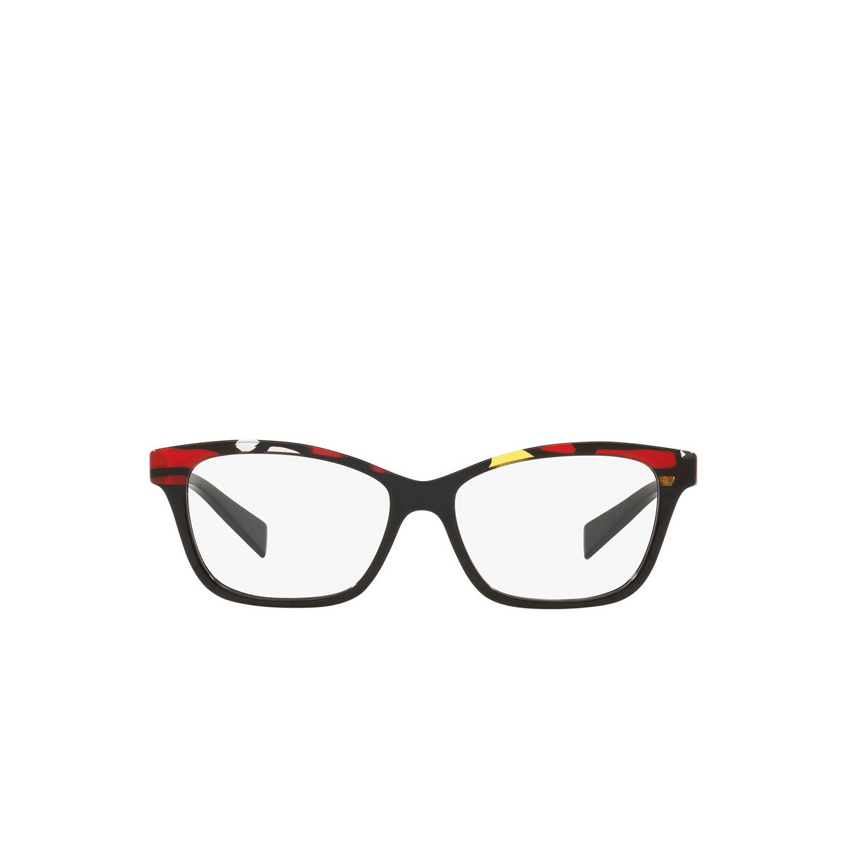 Alain Mikli® Square Eyeglasses: A03037 color Noir Mikli / Red Yellow 010 - front view.