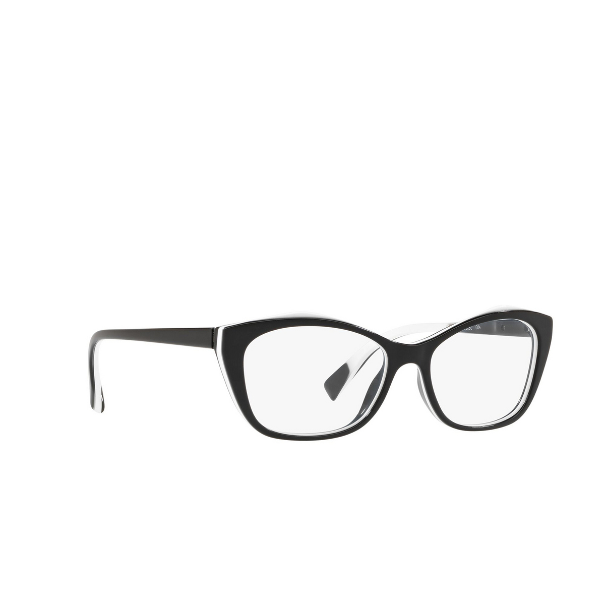 Alain Mikli® Cat-eye Eyeglasses: A03060 color Black White 004 - three-quarters view.