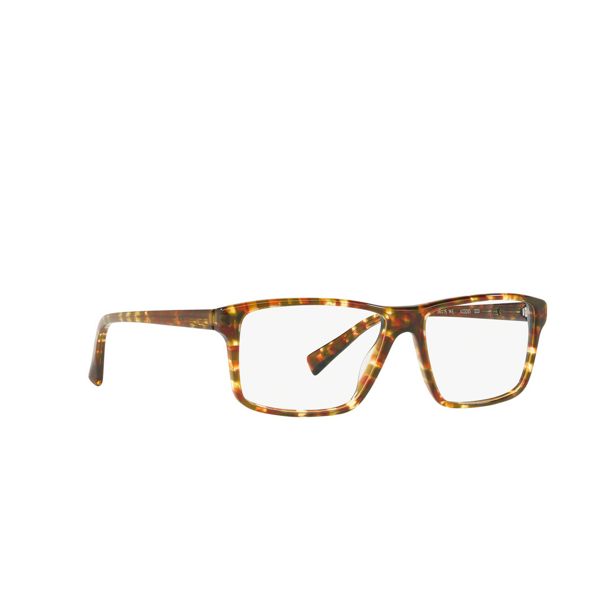 Alain Mikli® Rectangle Eyeglasses: A03065 color Tortoise Olive Damier 003 - three-quarters view.