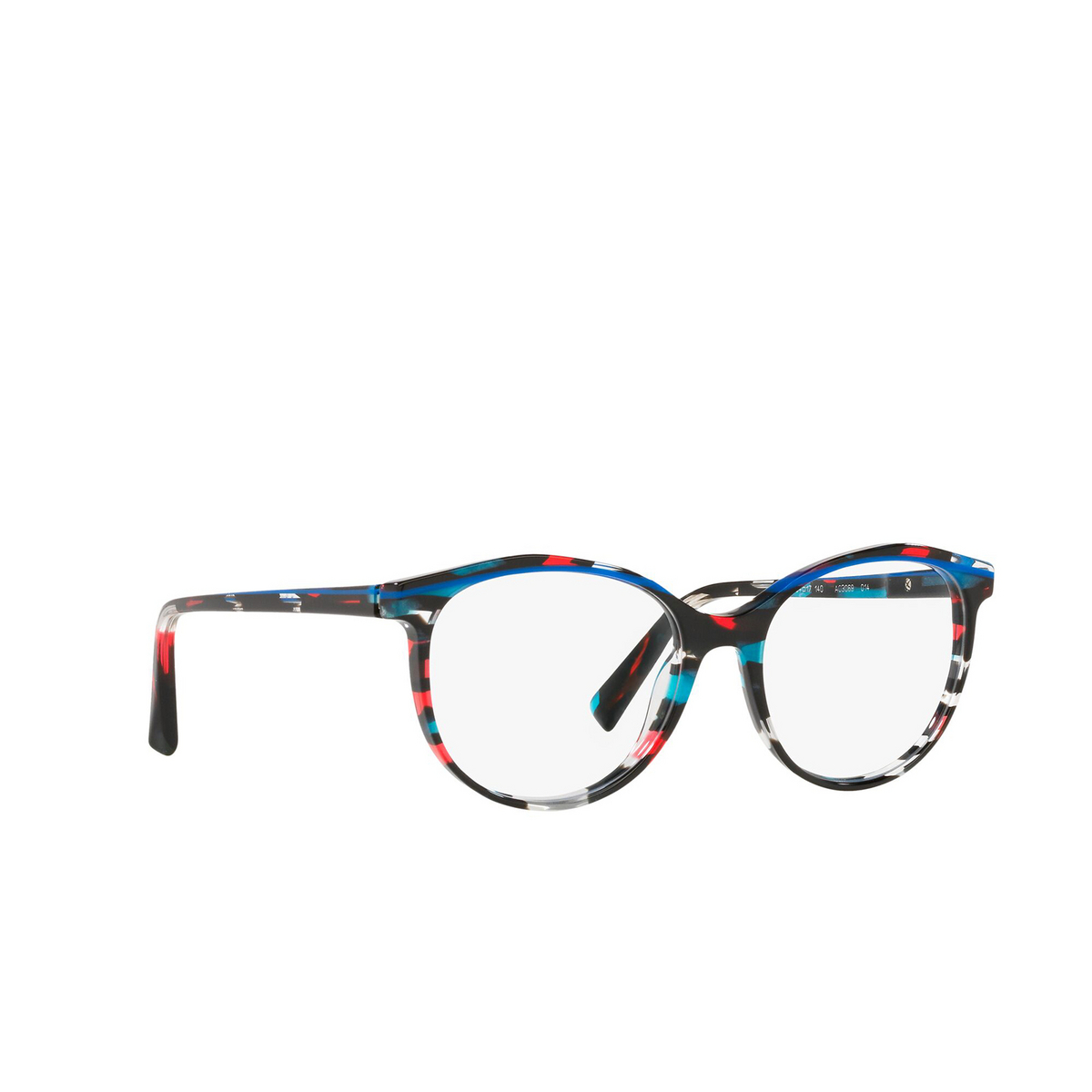 Alain Mikli® Square Eyeglasses: A03069 color Red Teal Stained Glass 014 - three-quarters view.