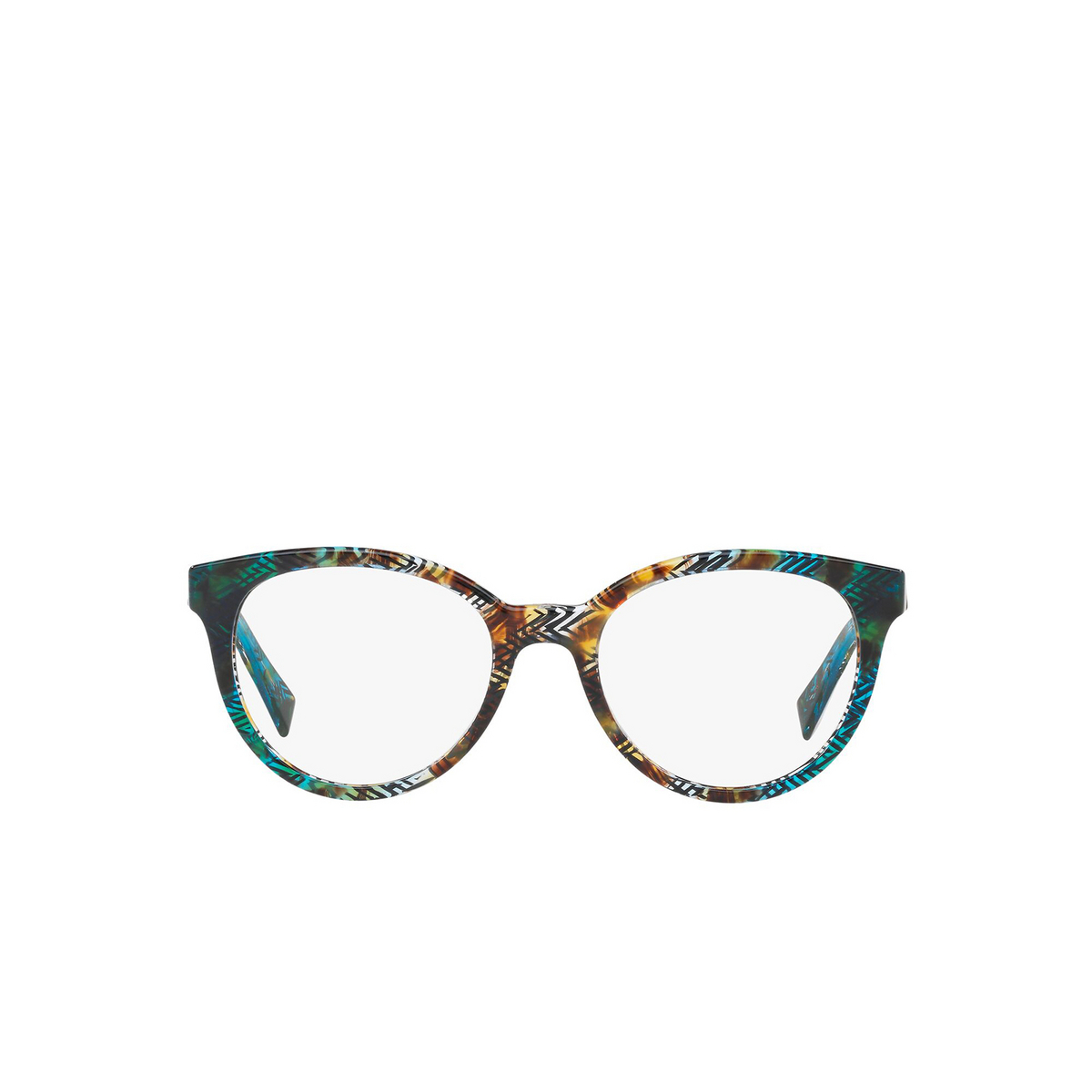 Alain Mikli® Cat-eye Eyeglasses: A03070 color Havana Yellow Blue 004 - front view.