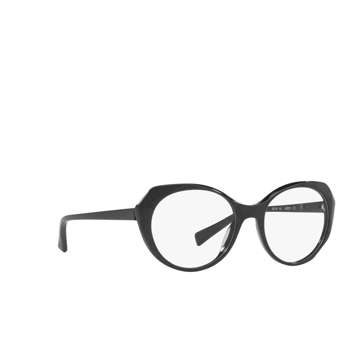 Alain Mikli® Round Eyeglasses: A03075 color Black 002 - three-quarters view.