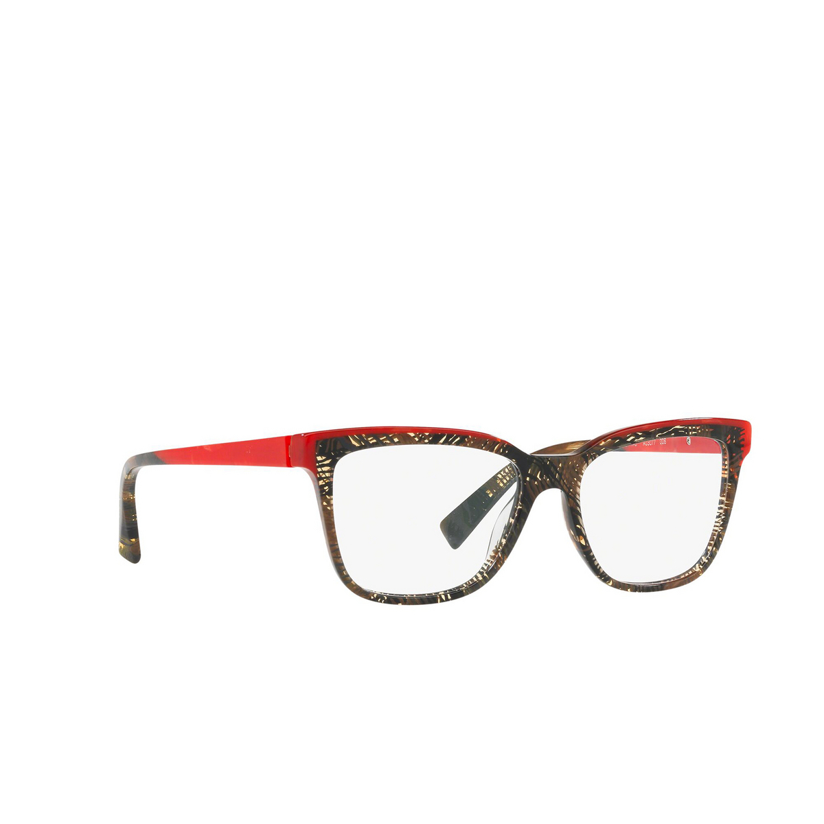 Alain Mikli® Square Eyeglasses: A03077 color Rouge Mikli / Palmier Chocolat 006 - three-quarters view.