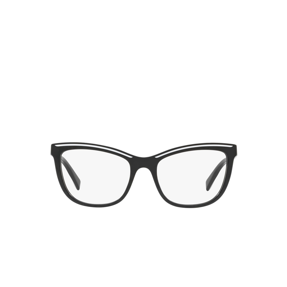 Alain Mikli® Cat-eye Eyeglasses: A03080 color Black White Black 001 - front view.