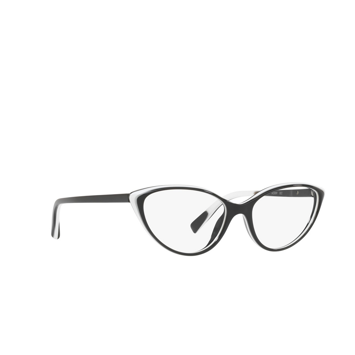 Alain Mikli® Cat-eye Eyeglasses: A03081 color Black White 002 - three-quarters view.