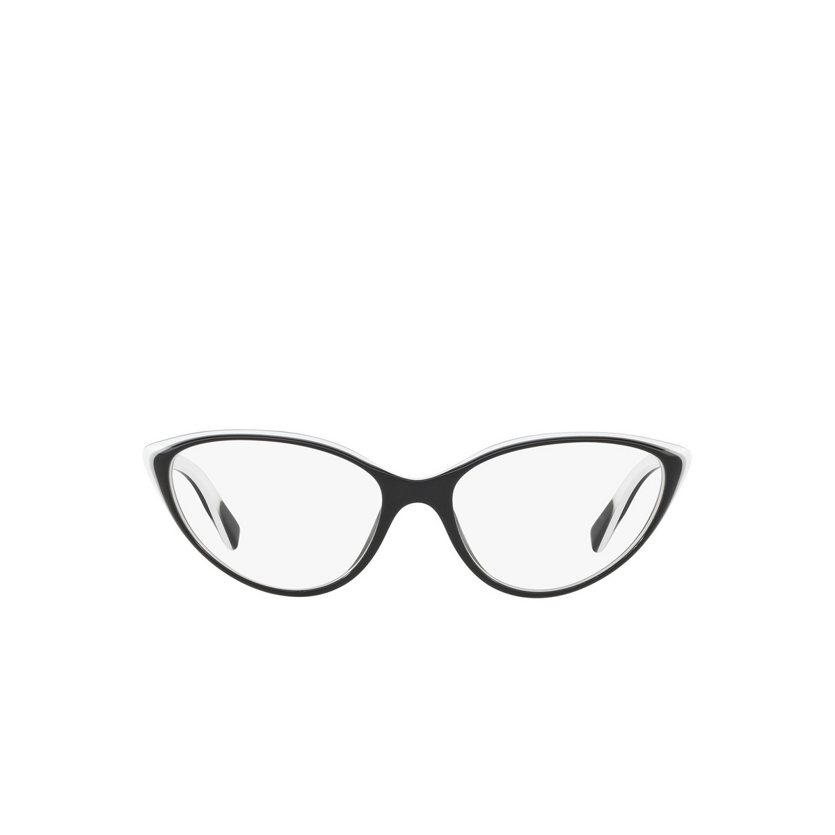 Alain Mikli® Cat-eye Eyeglasses: A03081 color Black White 002 - front view.