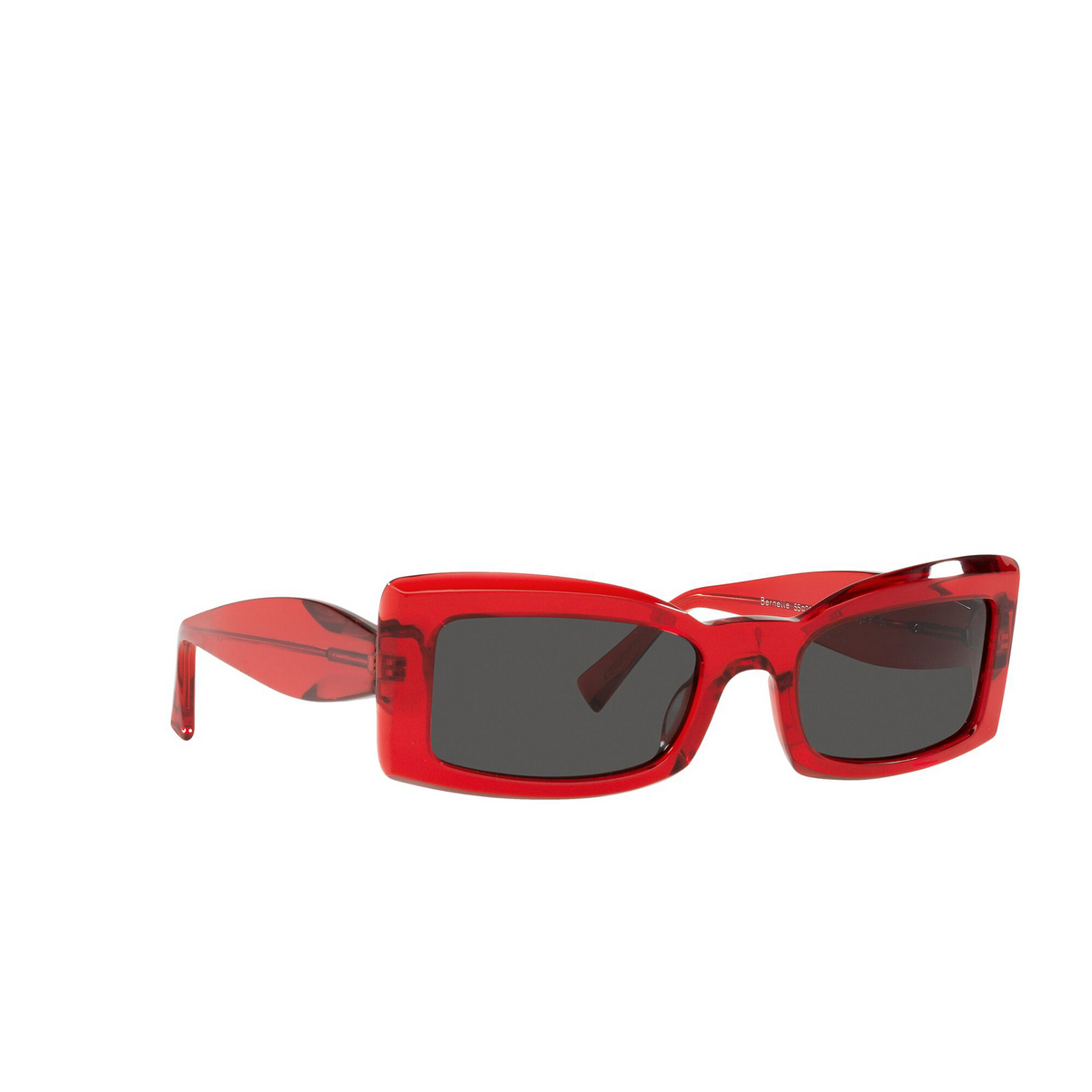 Alain Mikli® Rectangle Sunglasses: Bernelle A05063 color Translucent Red 003/87 - three-quarters view.