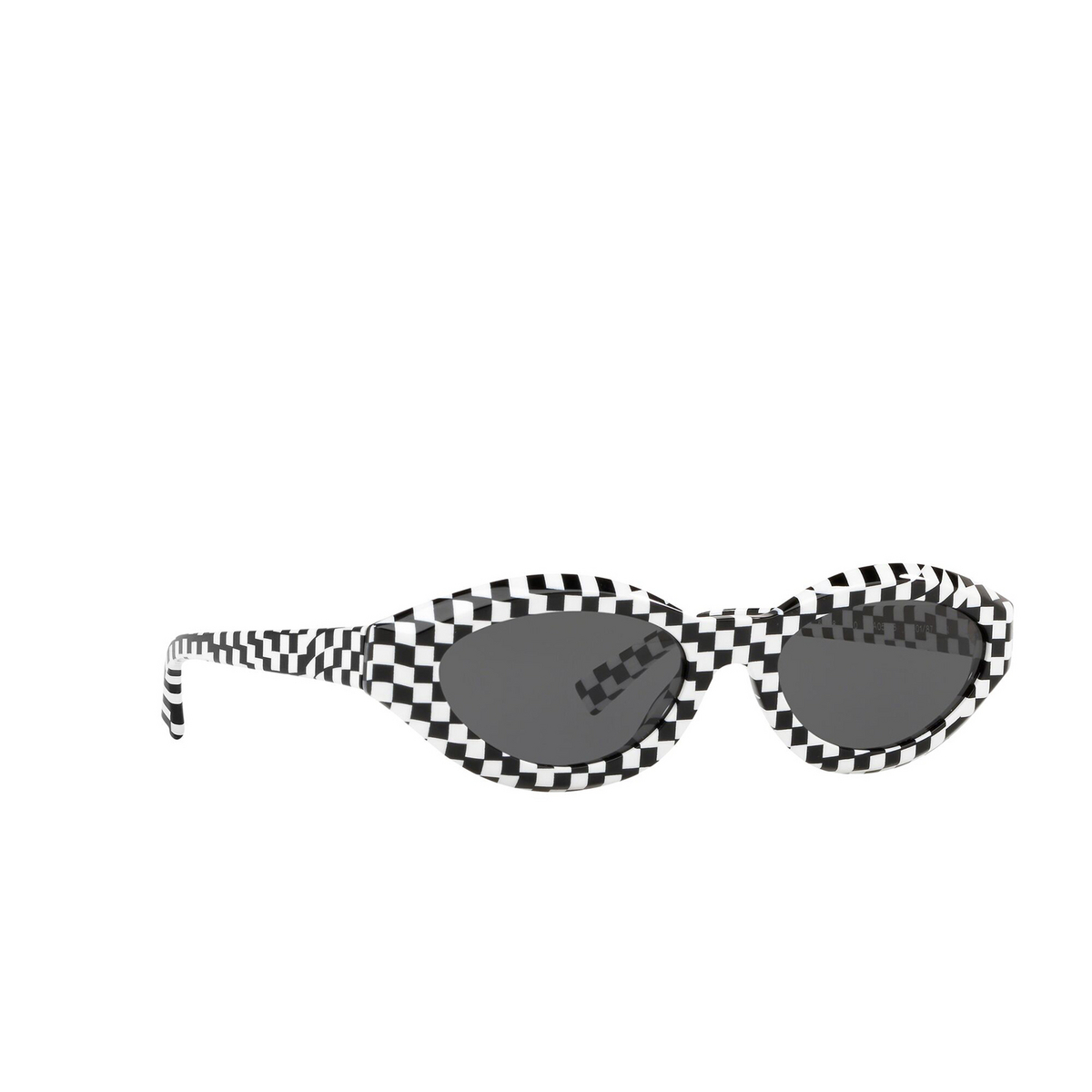 Alain Mikli® Cat-eye Sunglasses: Desir A05038 color Bw Damier 001/87 - three-quarters view.