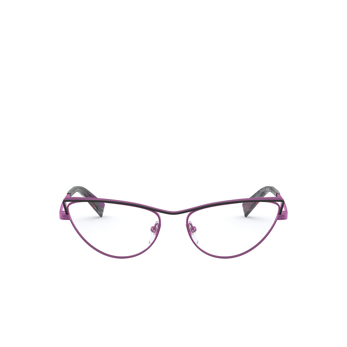 Alain Mikli® Cat-eye Eyeglasses: Devore A02038 color Matte Black / Fuxia 001 - front view.