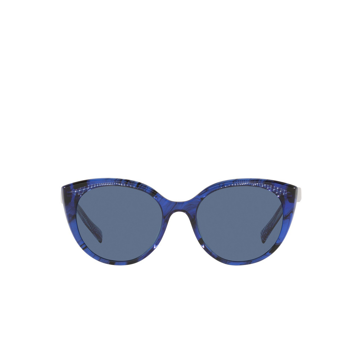 Alain Mikli® Cat-eye Sunglasses: Elinetta Sun A05066 color Fluid Blue / Blue Crystal 001/80 - front view.