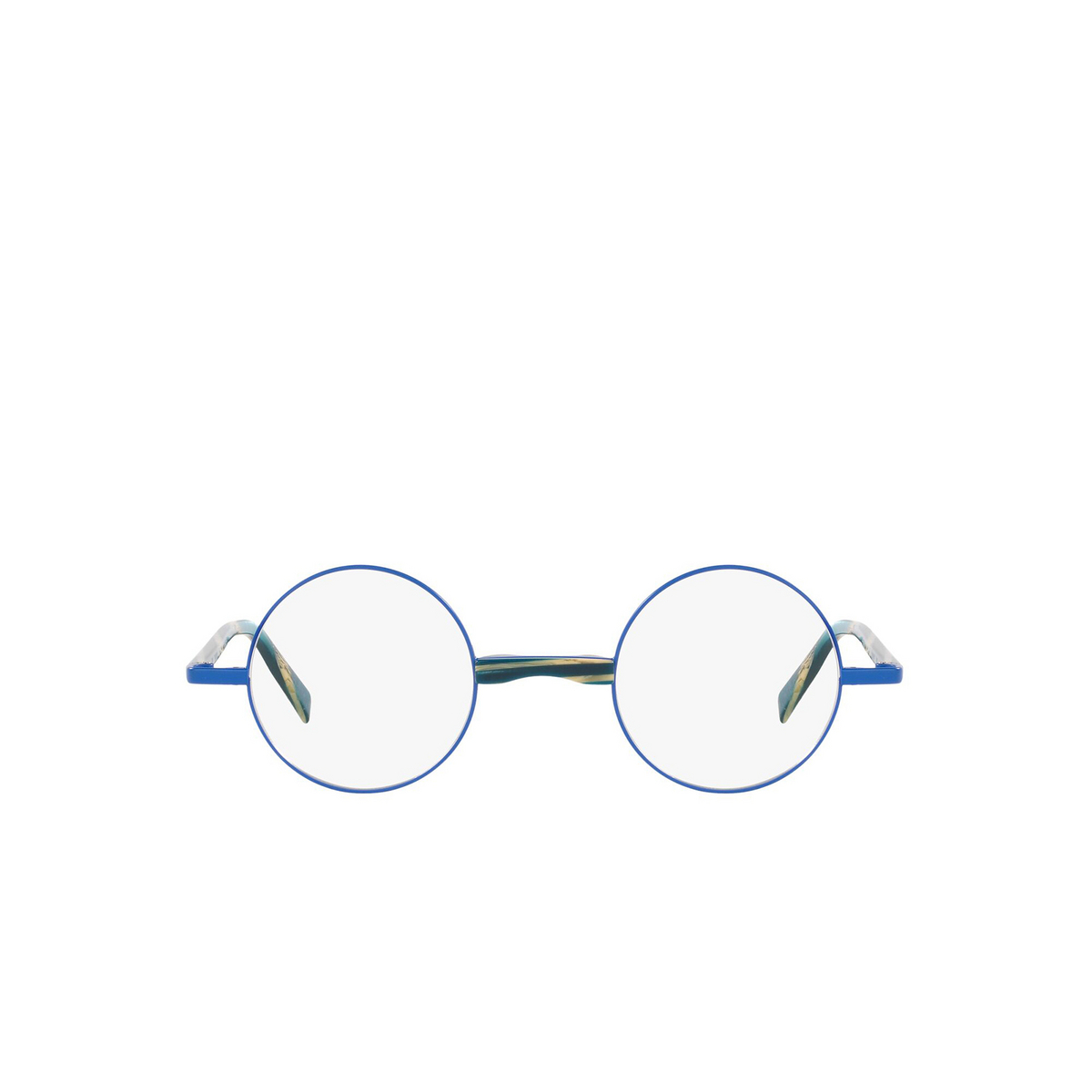 Alain Mikli® Round Eyeglasses: Evaine A02041 color Matte Klein Blue / Met Blue 001 - front view.