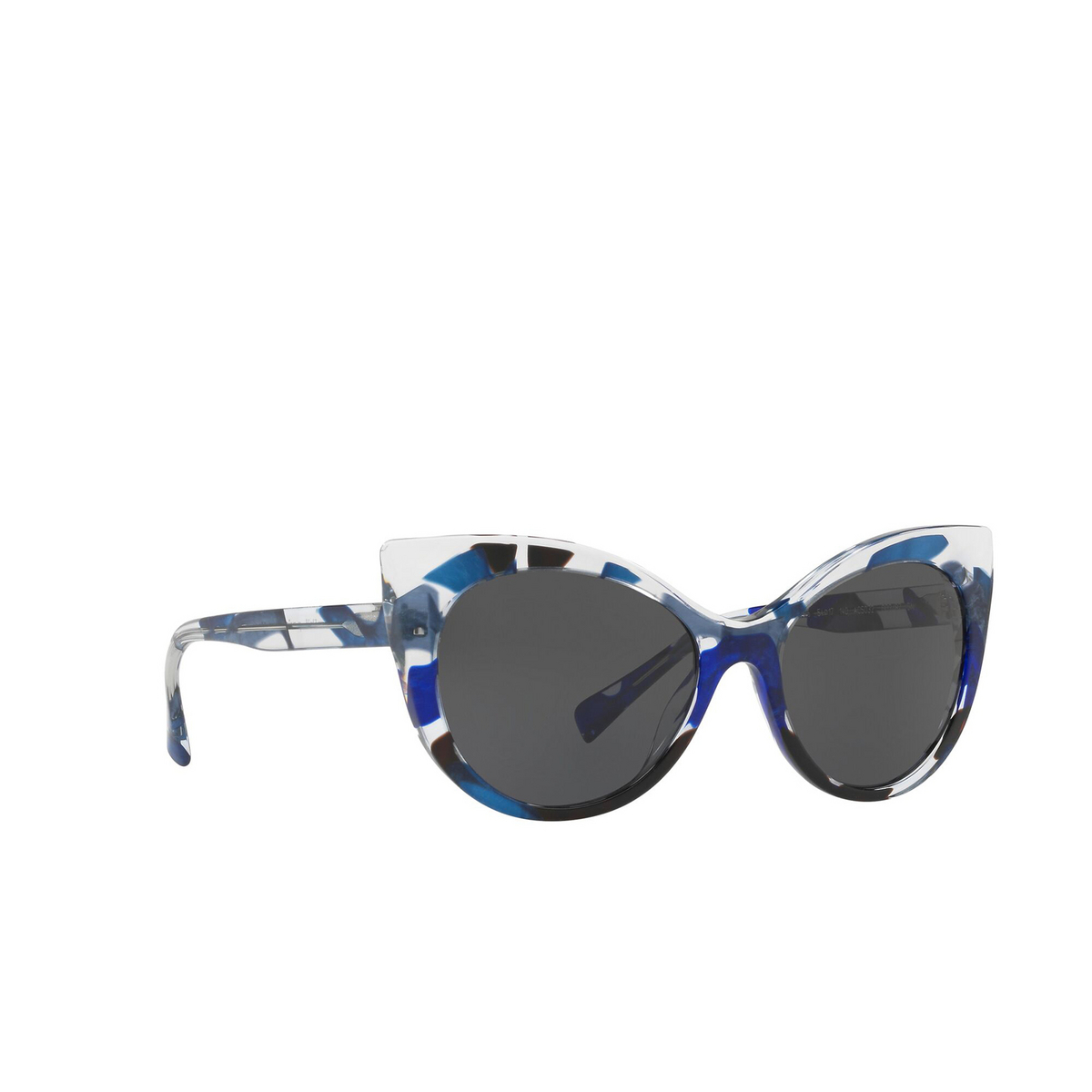 Alain Mikli® Butterfly Sunglasses: Leala A05032 color Crystal Waves Black Blue 002/87 - three-quarters view.