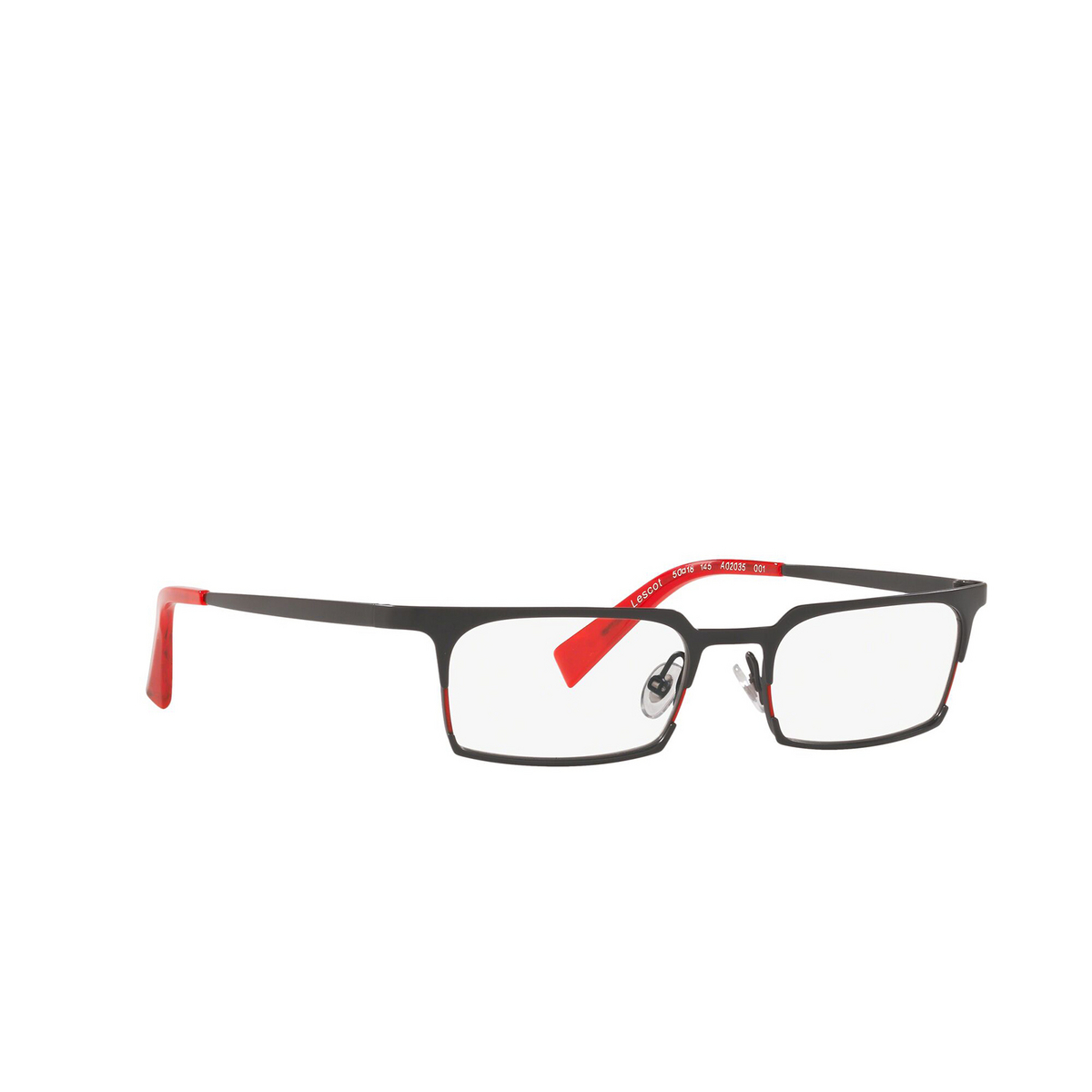 Alain Mikli® Rectangle Eyeglasses: Lescot A02035 color Black 001 - three-quarters view.