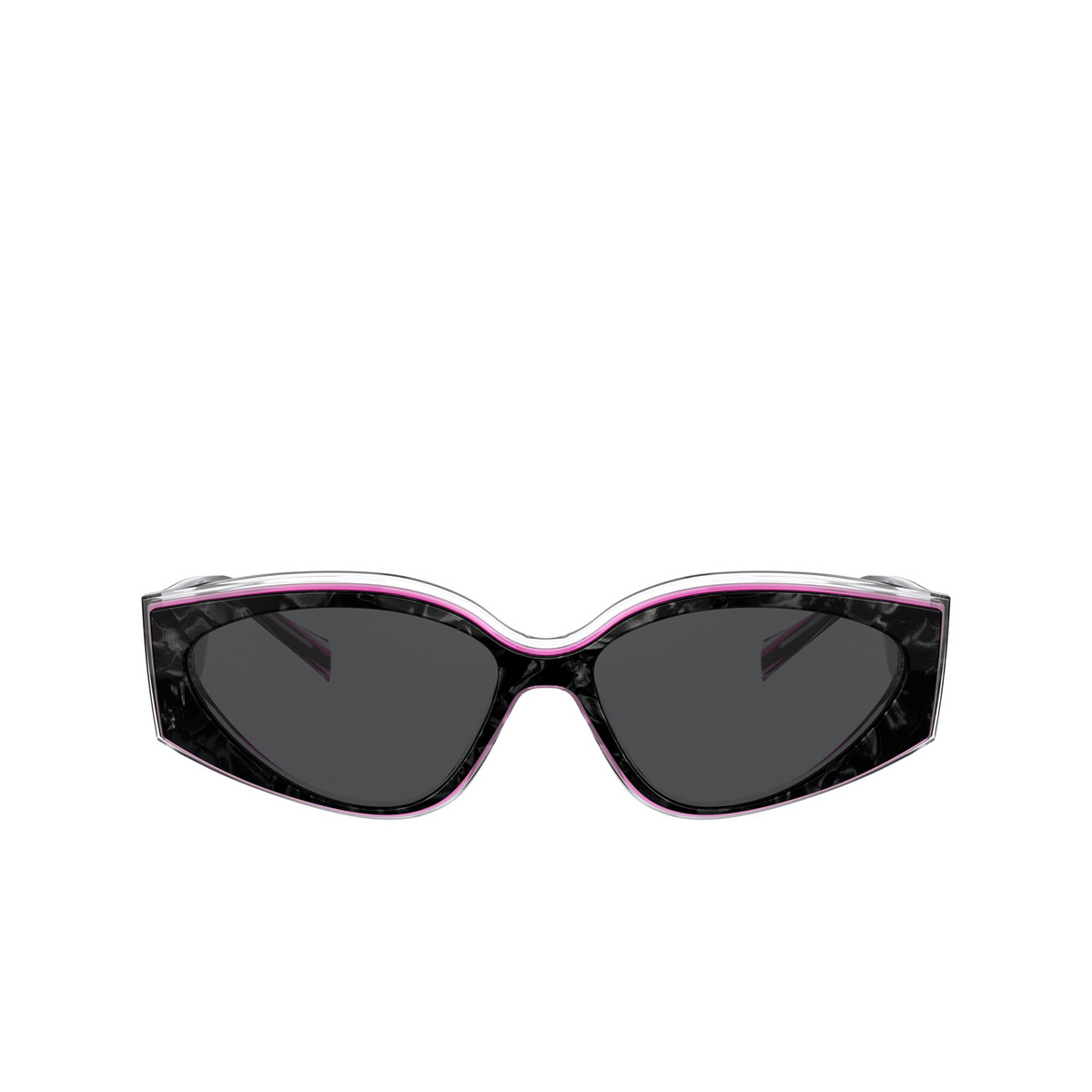 Alain Mikli® Irregular Sunglasses: Marjie A05060 color Noir Mikli / Magenta Crystal 001/87 - front view.