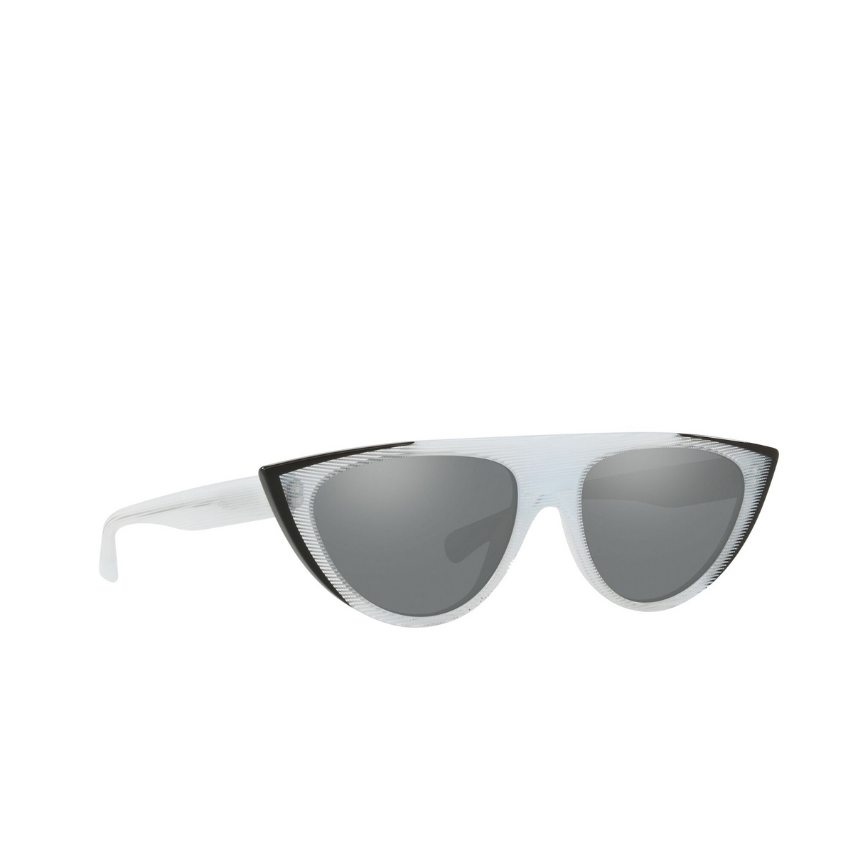 Alain Mikli® Irregular Sunglasses: Miss J A05031 color Black / White Pointille 007/6G - three-quarters view.