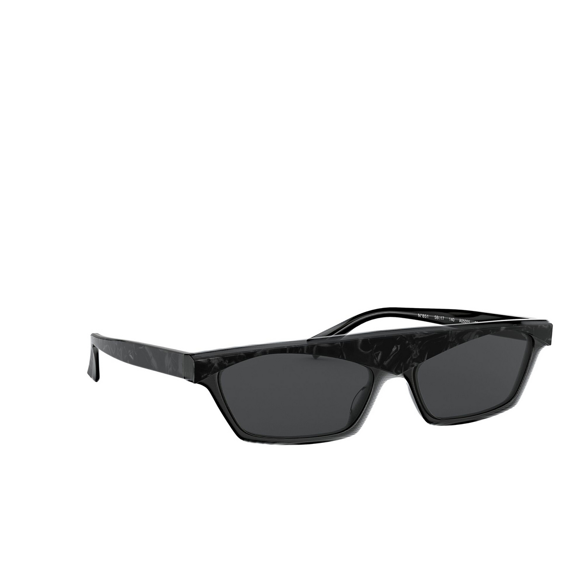 Alain Mikli® Irregular Sunglasses: N°851 A05055 color Noir Mikli / Pontille Black 001/87 - three-quarters view.