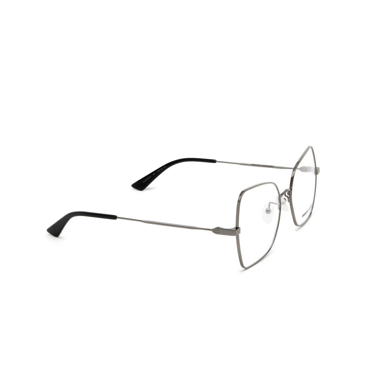 Alexander McQueen® Butterfly Eyeglasses: MQ0228OA color 001 Ruthenium - three-quarters view
