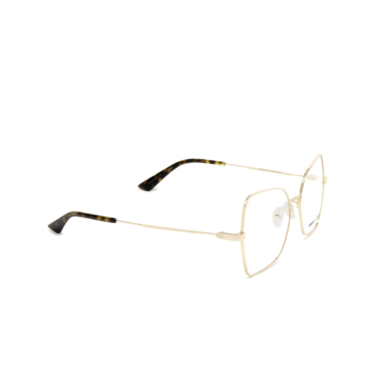 Alexander McQueen® Butterfly Eyeglasses: MQ0228OA color 002 Gold - three-quarters view