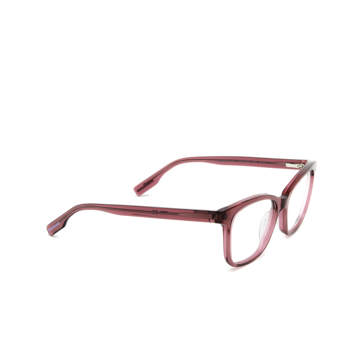 Alexander McQueen® Square Eyeglasses: MQ0304O color 004 Burgundy - three-quarters view