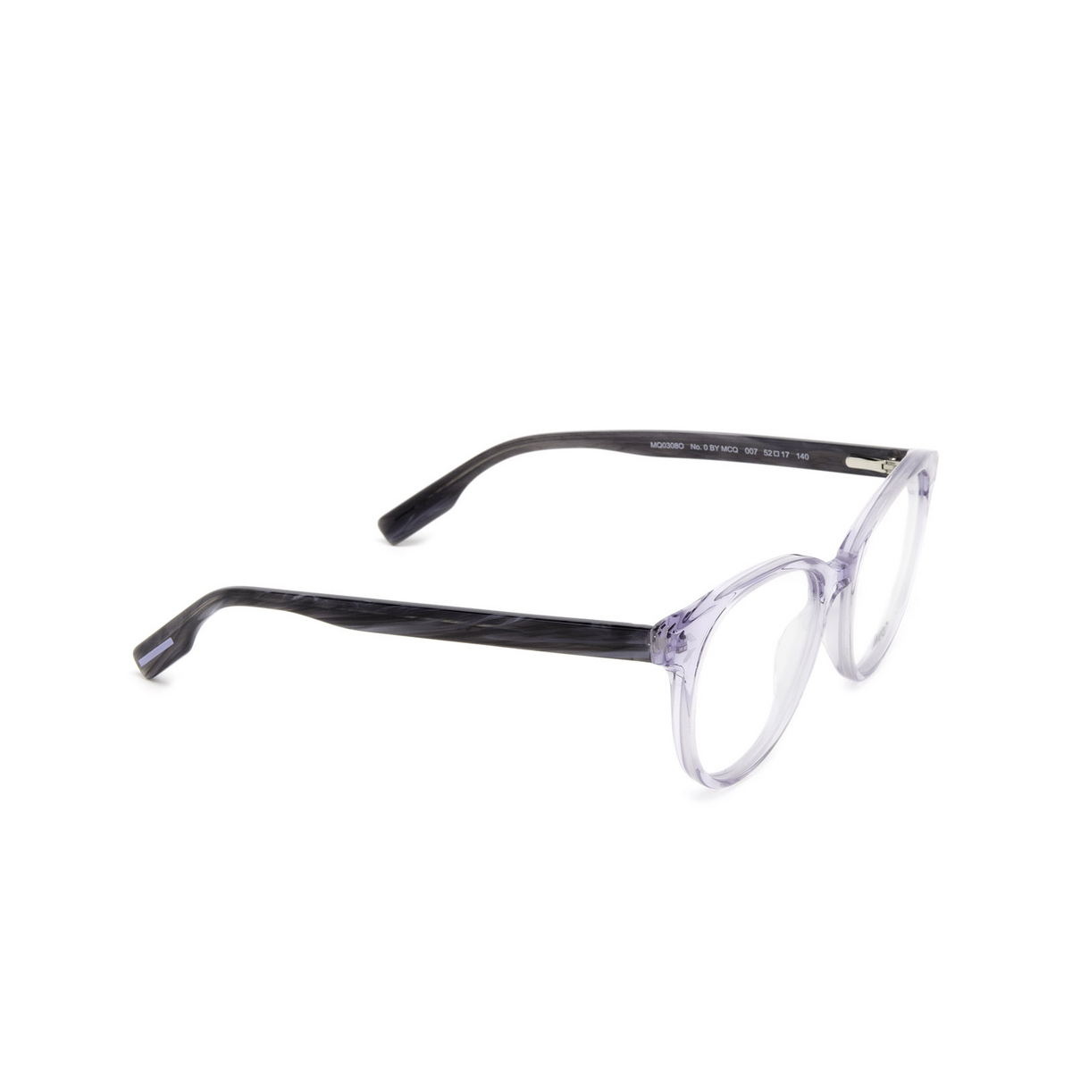 Alexander McQueen® Round Eyeglasses: MQ0308O color 007 Grey - three-quarters view