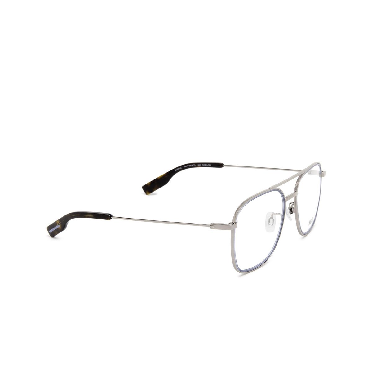 Alexander McQueen® Aviator Eyeglasses: MQ0315O color 002 Ruthenium - three-quarters view