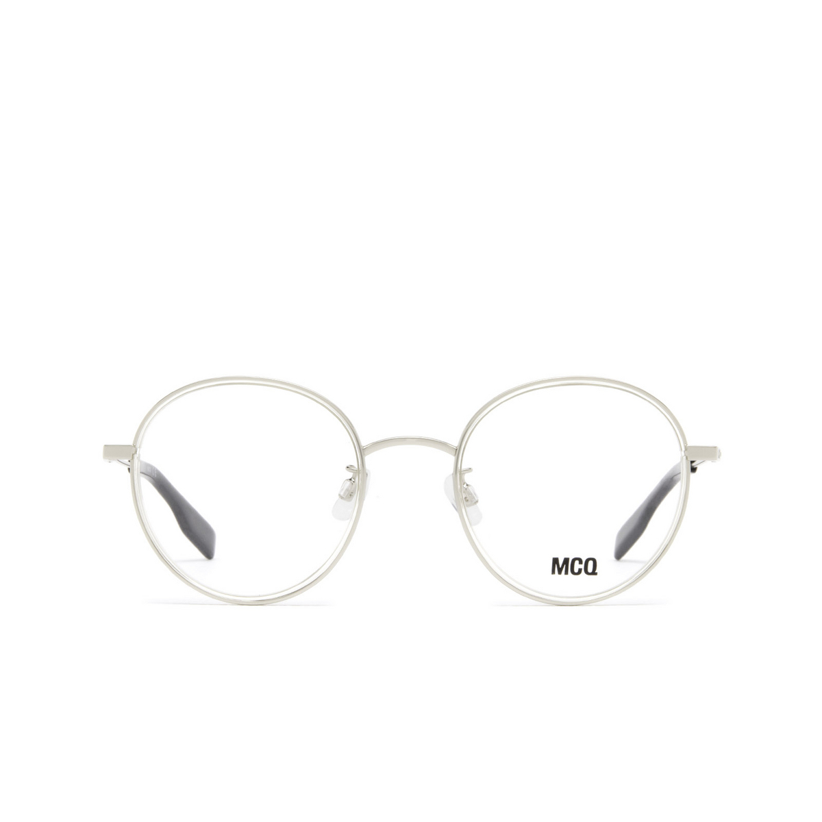 Alexander McQueen® Round Eyeglasses: MQ0316O color 001 Silver - front view