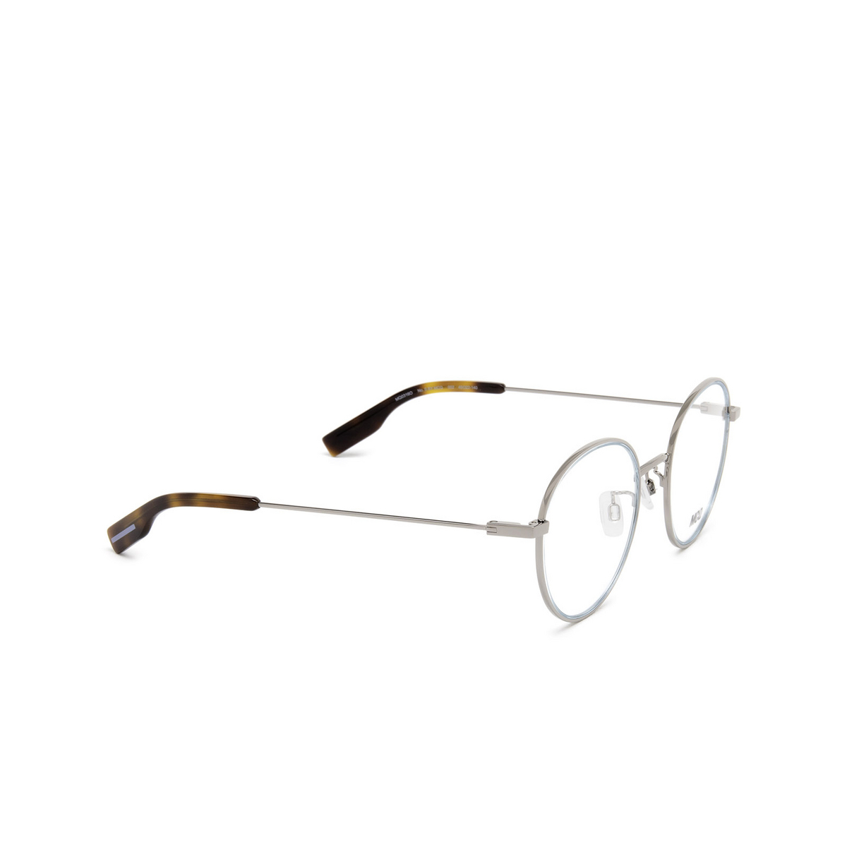 Alexander McQueen® Round Eyeglasses: MQ0316O color 002 Ruthenium - three-quarters view