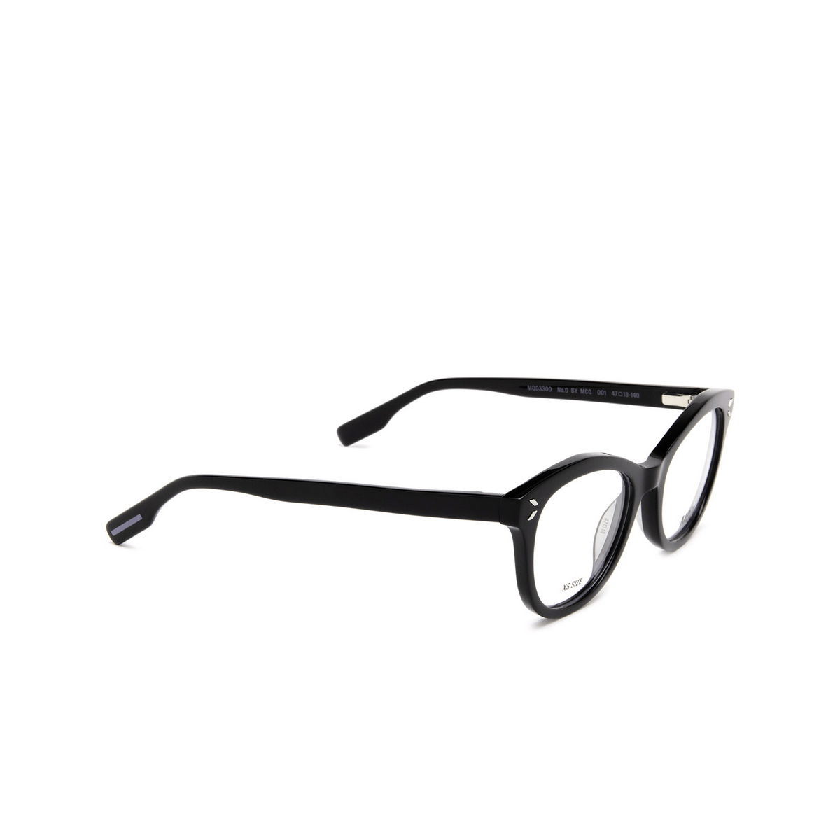 Alexander McQueen® Cat-eye Eyeglasses: MQ0330O color 001 Black - three-quarters view