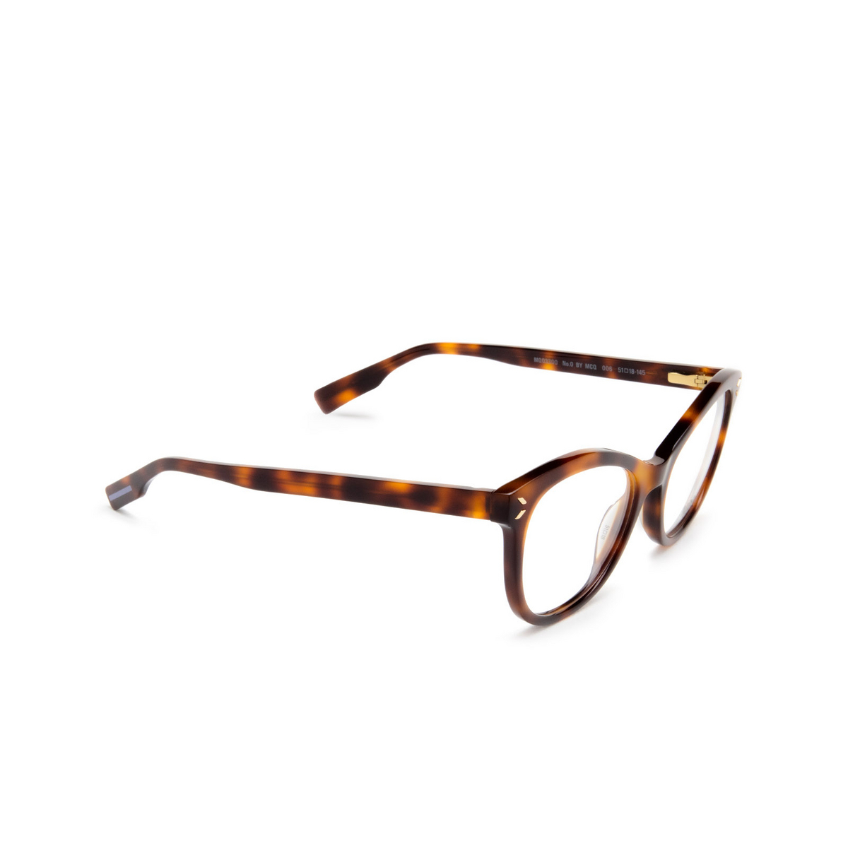 Alexander McQueen MQ0330O Eyeglasses 006 Havana - three-quarters view