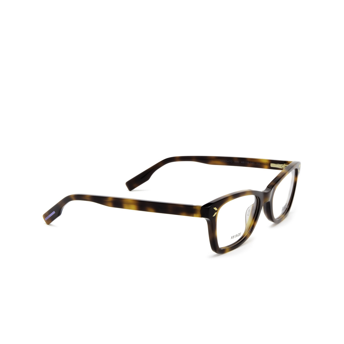 Alexander McQueen® Rectangle Eyeglasses: MQ0347O color 006 Havana - three-quarters view