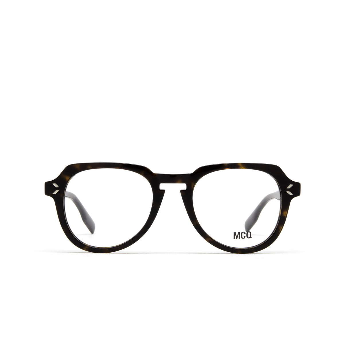 Alexander McQueen® Round Eyeglasses: MQ0348O color 002 Dark Havana - front view